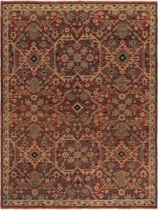 Ковер SAFAVIEH, 275 x 366 см, коллекции Izmir - Red/Gold, геометрический рисунок, идеален для помещений с высокой проходимостью в гостиной, спальне, столовой (IZM179Q)