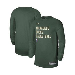 Мужская и женская футболка Hunter Green Milwaukee Bucks 2023/24 Legend для тренировок на корте с длинным рукавом Nike, зеленый