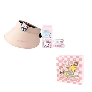 Sanrio Унисекс панама из полиамида с защитой от солнца, Hello Kitty Visor Sun Protection Hat+Cooling Wipe