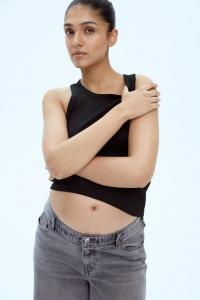 Майка Mom в рубчик H&M, черный