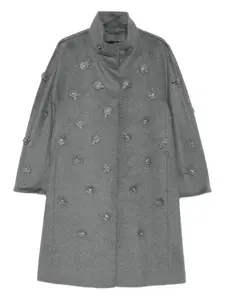 Пальто с цветочной аппликацией Marina Rinaldi, серый