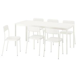 Стол и 6 стульев VIHALS/VIHALS IKEA, 120/180x74 см, белый