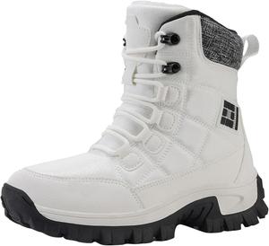 Женские зимние ботинки до середины икры с искусственным мехом, на низком каблуке, кожаные, шнуровка, короткие ботильоны, нарядные, удобные, на осень и зиму, классические женские ботильоны Generic, White