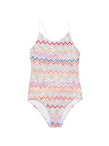 Купальник с зигзагообразным узором Missoni Kids, розовый