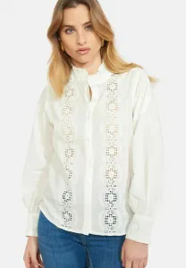 Элегантная ажурная блузка на пуговицах Lolaliza, Optical White