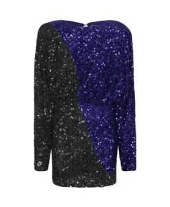 Двухцветное мини-платье с пайетками Rotate Birger Christensen, синий