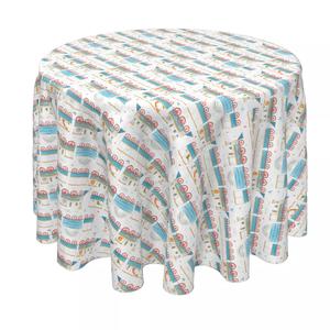 Круглая скатерть, 100% полиэстер, круглая 90 дюймов, акварельный поезд и животные зоопарка
