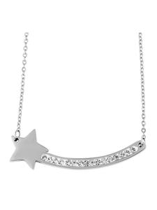 Adeliás Женское колье - цепочка-якорь из нержавеющей стали с кубическим цирконием, 45 см, серебро