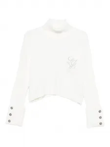 Свитер в рубчик с высоким воротником Liu Jo, белый