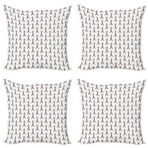 ABAKUHAUS Набор чехлов для подушек Eiffel (4 предмета), эскиз галстуков-бабочек Towers, современная двусторонняя цифровая печать, 45 x 45 см, рубиново-черный белый