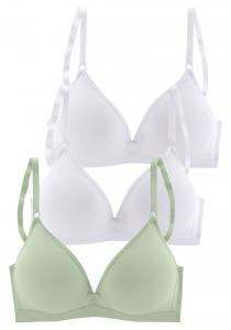Футболка-бюстгальтер PETITE FLEUR 2x weiß, 1x grün, Light green/White