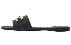 Кожаные слайдеры с пластиной Ганчини Ferragamo, Black