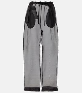 Трентон брюки с широкими штанинами из органзы с добавлением шелка Khaite, черный