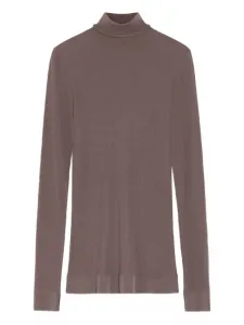 Топ в рубчик с высоким воротником LEMAIRE, коричневый