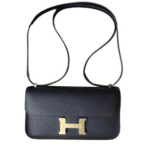 Constance Epsom Leather Crossbody Bag, женская сумка через плечо 89 Noir Black HERMES, W Stamp