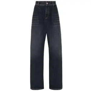 Джинсы с высокой талией и расклешенными штанинами Brunello Cucinelli, черный