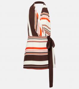 Мини-платье из шелкового атласа с полосками в виде чертополоха SIR, Rose Baiadera