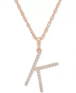 Ожерелье с кулоном-инициалом из 10-каратного розового золота с бриллиантом (1/10 карата), длина 16 дюймов + удлинитель 2 дюйма Macy'S, k