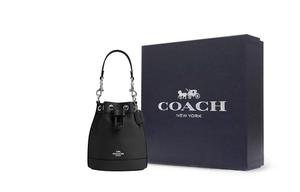 COACH Сумка ведро из коровьей кожи Мини женская серебристо черная