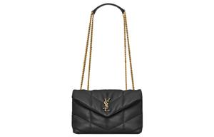 Пухер из ягненка портативная кроссбоди сумка, мини плечевая сумка женская черная SAINT LAURENT