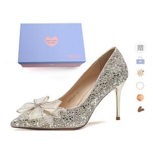 Xingdiman Женские туфли на высоком каблуке серебристые [подарочный набор] (с подарком), цвет Silver[Gift Box Set](Gift Included)