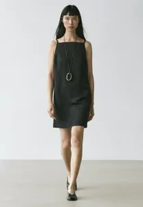 Струящееся мини-платье для повседневной носки Massimo Dutti, Black