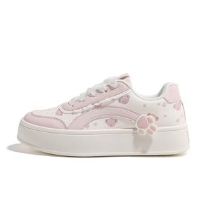 HUANQIU Женские скейтерские кроссовки low top устойчивые к истиранию легкие beige pink