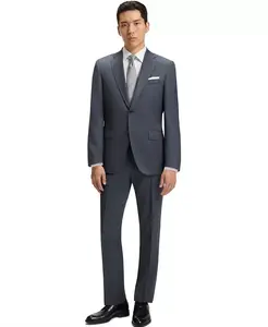 BOSS by Men's Virgin-Wool Serge Suit Jacket – Жакет мужской костюмный из чистой шерсти саржевого переплетения BOSS Hugo Boss, серый