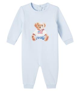 Поло с медвежонком комбинезон из хлопковой смеси Polo Ralph Lauren Kids, Beryl Blue