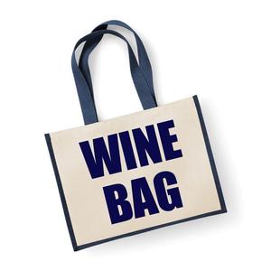 Большая темно-синяя джутовая сумка для вина 60 SECOND MAKEOVER, синий