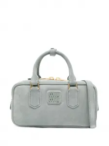 Сумка-сэтчел из замши с верхней ручкой MIU MIU, серый