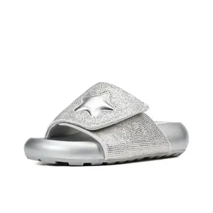 MXGM Тапочки-слайды женские серебристо-черные