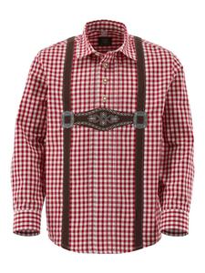 Детская традиционная рубашка Velmowo, средне-красного цвета OS-Trachten