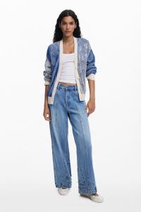 Двухцветный вязаный кардиган