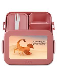 Mr. & Mrs. Panda Дизайн бенто-бокса со знаком зодиака Скорпион и надписью в пастельно-красных тонах