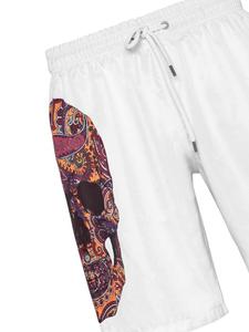 Philipp Plein плавки-шорты с кулиской и принтом Skull, белый