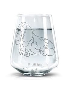 Стакан для питья собаки породы бассет-хаунд без надписей в прозрачном виде Mr. & Mrs. Panda