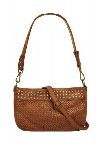 Сумка через плечо, натуральная кожа, производство Италия Samantha Look, цвет Cognac