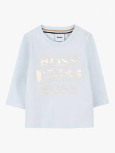 Детская хлопковая футболка с длинными рукавами HUGO BOSS, Pale Blue