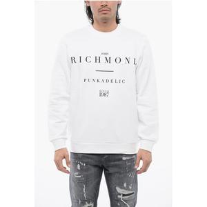 Толстовка из начесаного хлопка с круглым вырезом и логотипом John Richmond, White