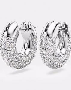 Серьги-кольца Dextera с белым покрытием Swarovski