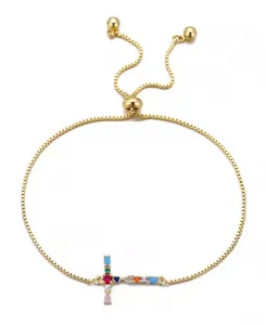 Браслет-Боло с разноцветными золотыми камнями Adornia, multi-t