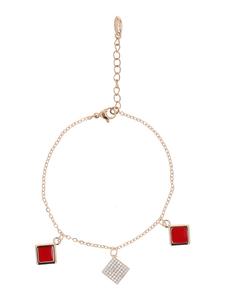 Faina Женский браслет-цепочка с подвесками, розовое золото, красный цвет