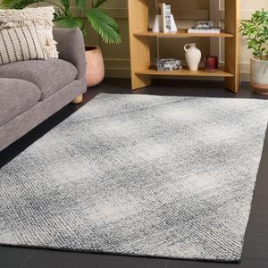 Ковер SAFAVIEH, 153 x 244 см, - коллекция Abstract - Ivory & Black, ручная работа из шерсти, идеально для гостиной, спальни, столовой (ABT930Z)