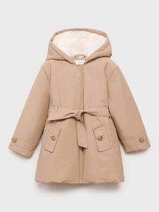 Детское стёганое пальто Dina из хлопковой смеси Mango, Pastel Brown