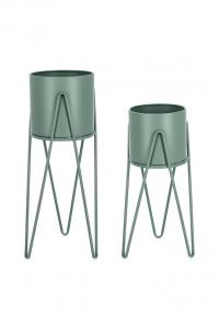Набор из 2 цветочных горшков Madelyn с рамкой Bizzotto, зеленый