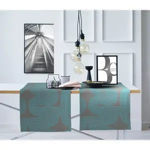 Скатерть-раннер Nova, LOFT STYLE, жаккард Apelt, бирюзовый/серый