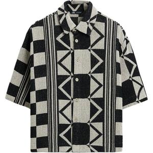 Рубашка мужская черная / белая Zara, черный/белый