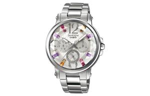 CASIO Часы Women's SHEEN Silver Watch SHE-3035D-7A, Silver Dial