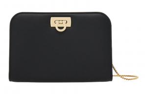 Ferragamo Мини-клатч из телячьей кожи женский черный